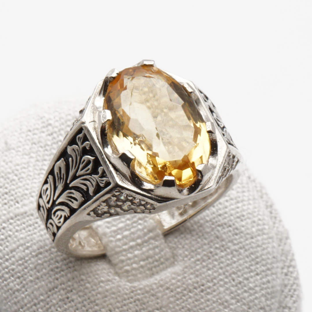 925 Silberring mit echtem Citrin