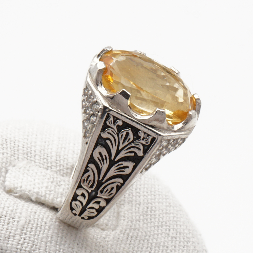 925 Silberring mit echtem Citrin