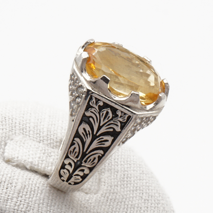 925 Silberring mit echtem Citrin