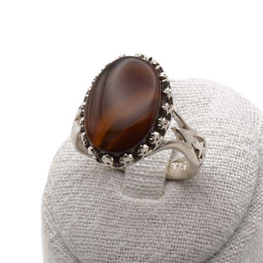 925 Silber Herrenring mit echtem Jemen Achat - Aqeeq Yamani