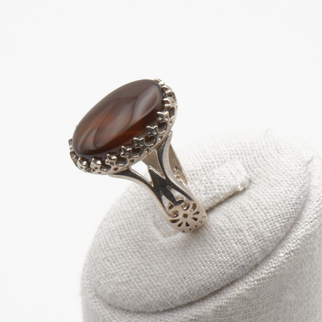 925 Silber Herrenring mit echtem Jemen Achat - Aqeeq Yamani