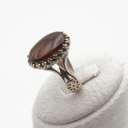 925 Silber Herrenring mit echtem Jemen Achat - Aqeeq Yamani