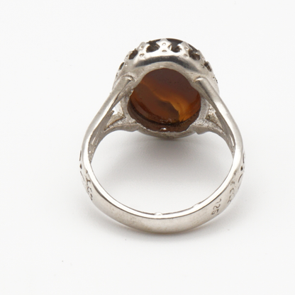 925 Silber Herrenring mit echtem Jemen Achat - Aqeeq Yamani