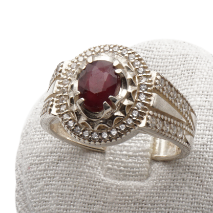 925 Silberring mit echtem Rubin