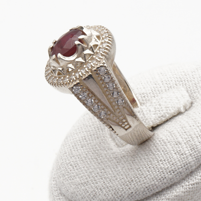 925 Silberring mit echtem Rubin