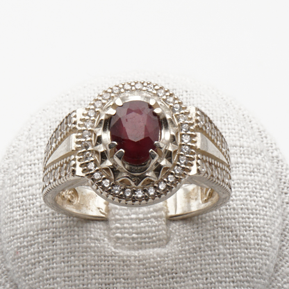 925 Silberring mit echtem Rubin