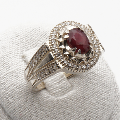 925 Silberring mit echtem Rubin