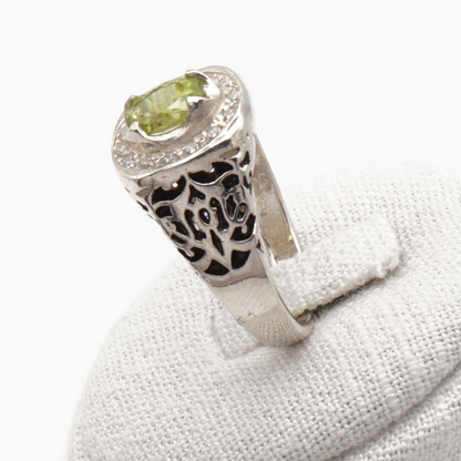 925 Silber Herrenring mit echtem Peridot - Zabarjad