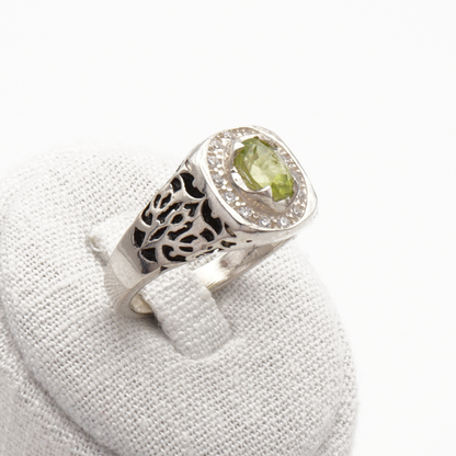 925 Silber Herrenring mit echtem Peridot - Zabarjad