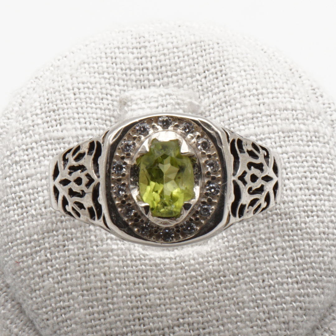 925 Silber Herrenring mit echtem Peridot - Zabarjad