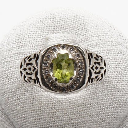 925 Silber Herrenring mit echtem Peridot - Zabarjad