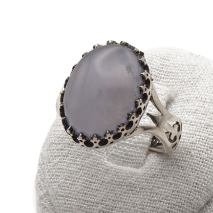 925 Silber Herrenring mit echtem Jemen Achat - Aqeeq Yamani