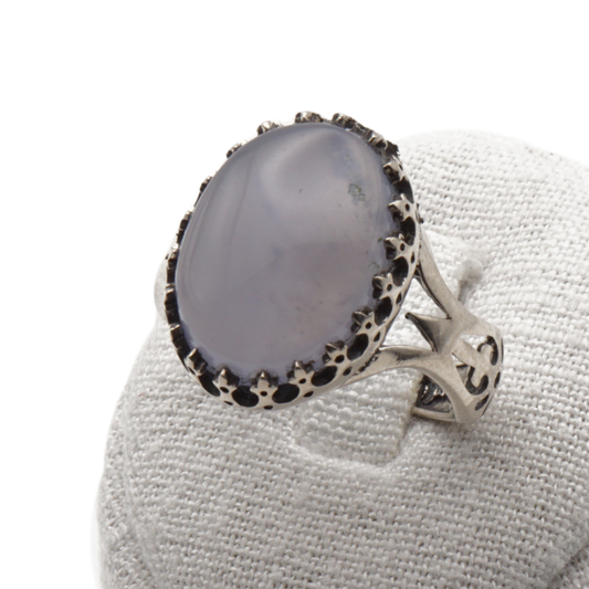 925 Silber Herrenring mit echtem Jemen Achat - Aqeeq Yamani