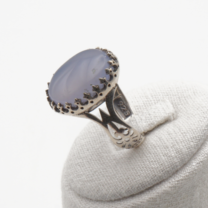 925 Silber Herrenring mit echtem Jemen Achat - Aqeeq Yamani