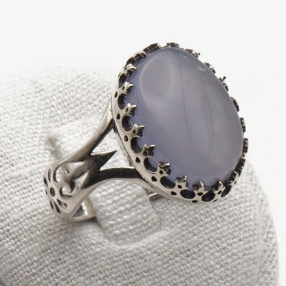 925 Silber Herrenring mit echtem Jemen Achat - Aqeeq Yamani