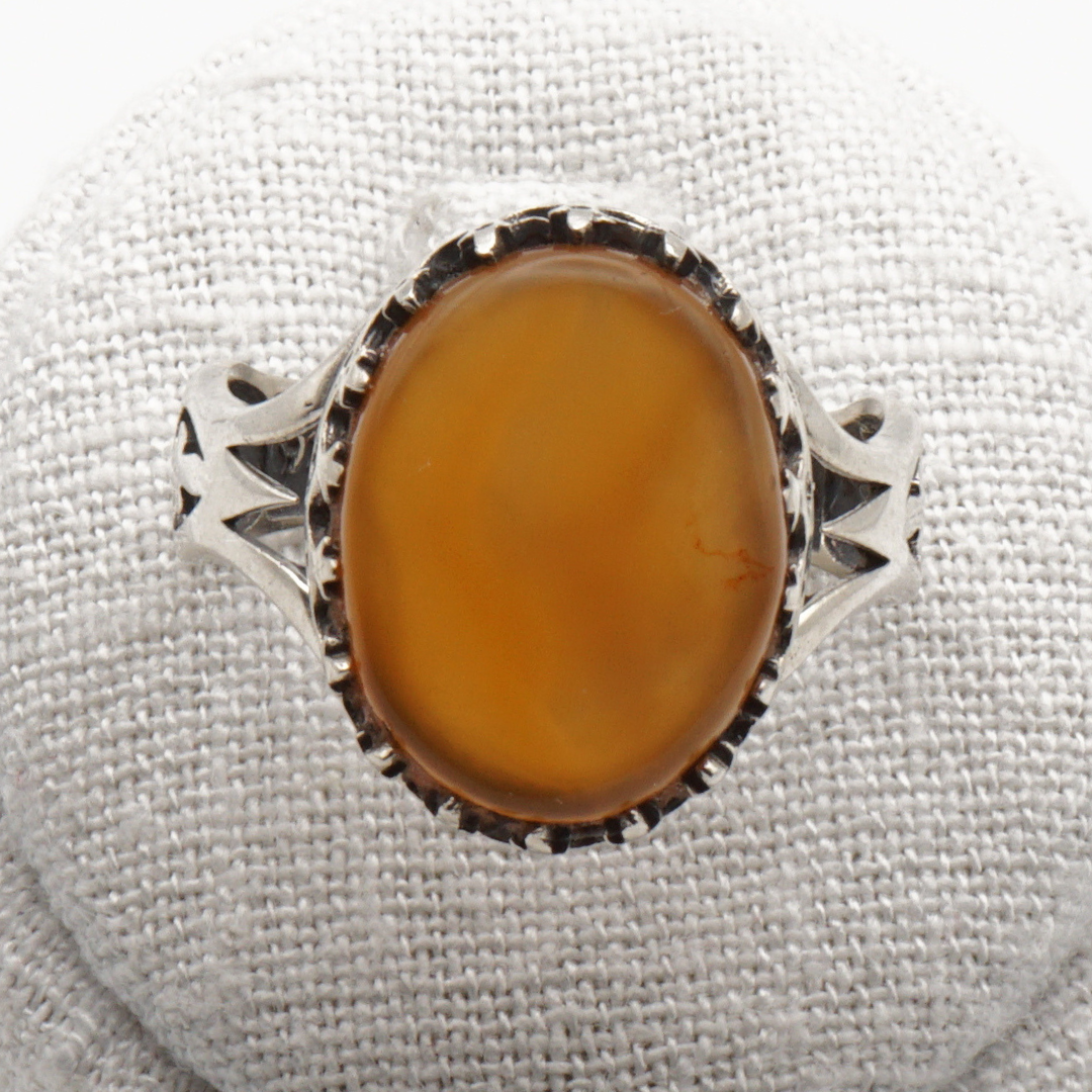 925 Silber Herrenring mit echtem Jemen Achat - Aqeeq Yamani