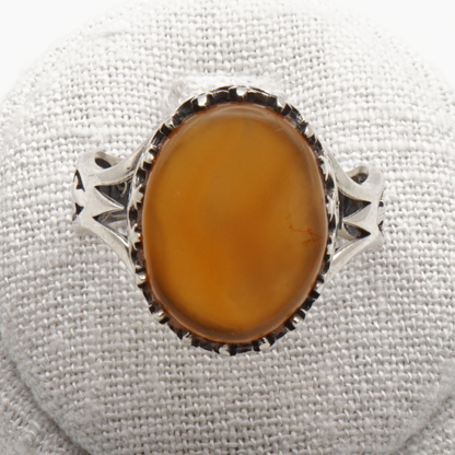 925 Silber Herrenring mit echtem Jemen Achat - Aqeeq Yamani