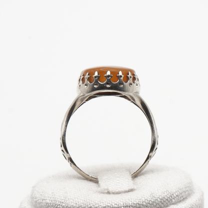 925 Silber Herrenring mit echtem Jemen Achat - Aqeeq Yamani