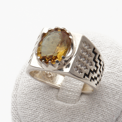 925 Silberring mit echtem Citrin