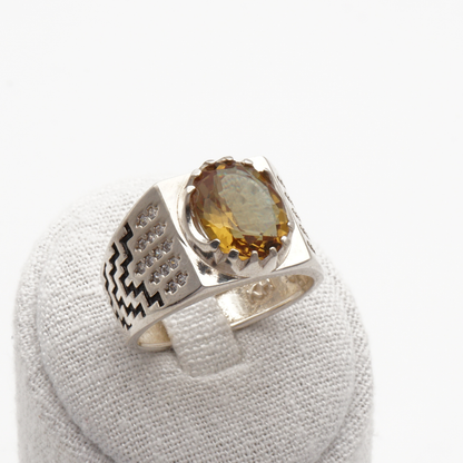 925 Silberring mit echtem Citrin