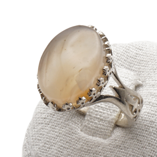 925 Silber Herrenring mit echtem Jemen Achat - Aqeeq Yamani