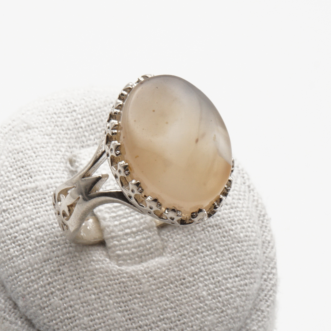 925 Silber Herrenring mit echtem Jemen Achat - Aqeeq Yamani