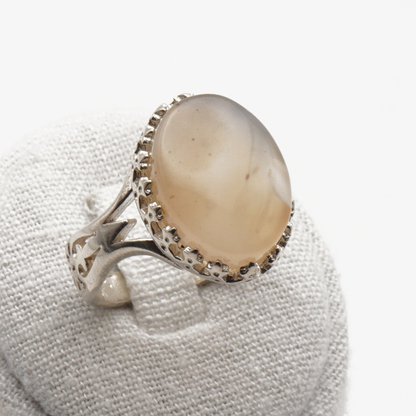 925 Silber Herrenring mit echtem Jemen Achat - Aqeeq Yamani