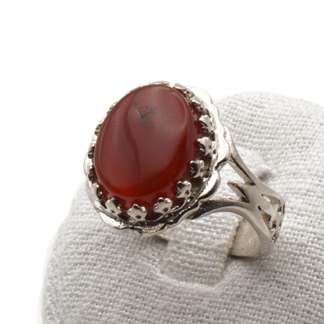 925 Silber Herrenring mit echtem Jemen Achat - Aqeeq Yamani