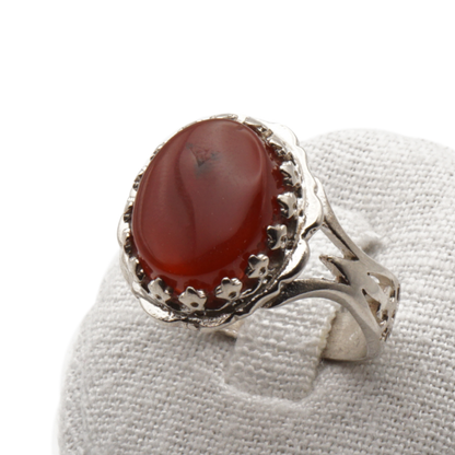 925 Silber Herrenring mit echtem Jemen Achat - Aqeeq Yamani