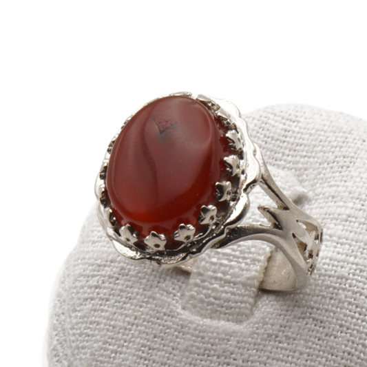 925 Silber Herrenring mit echtem Jemen Achat - Aqeeq Yamani