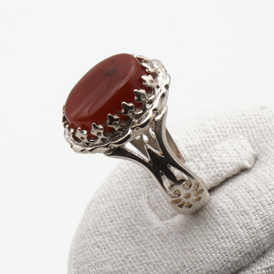 925 Silber Herrenring mit echtem Jemen Achat - Aqeeq Yamani