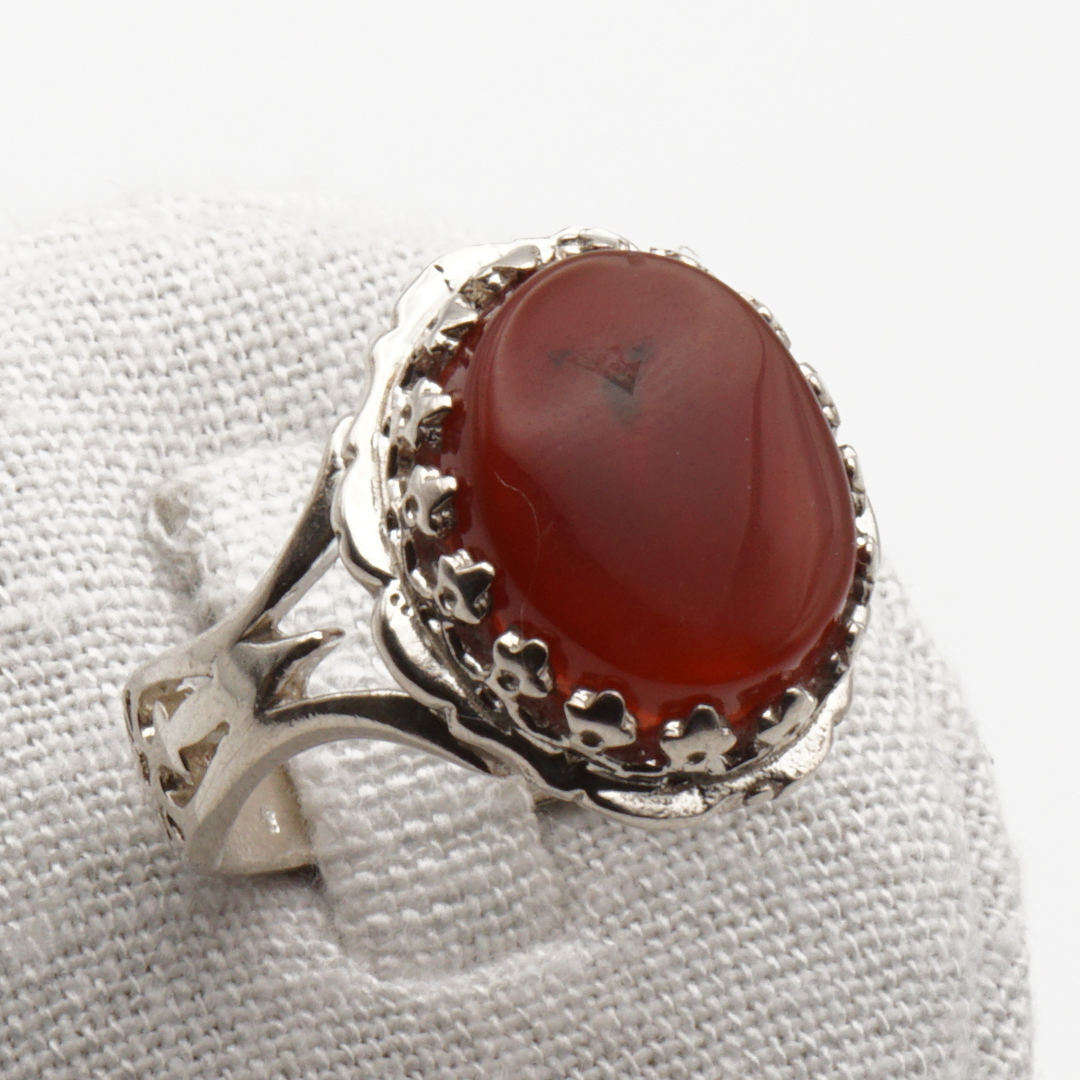 925 Silber Herrenring mit echtem Jemen Achat - Aqeeq Yamani