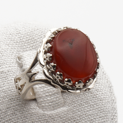 925 Silber Herrenring mit echtem Jemen Achat - Aqeeq Yamani