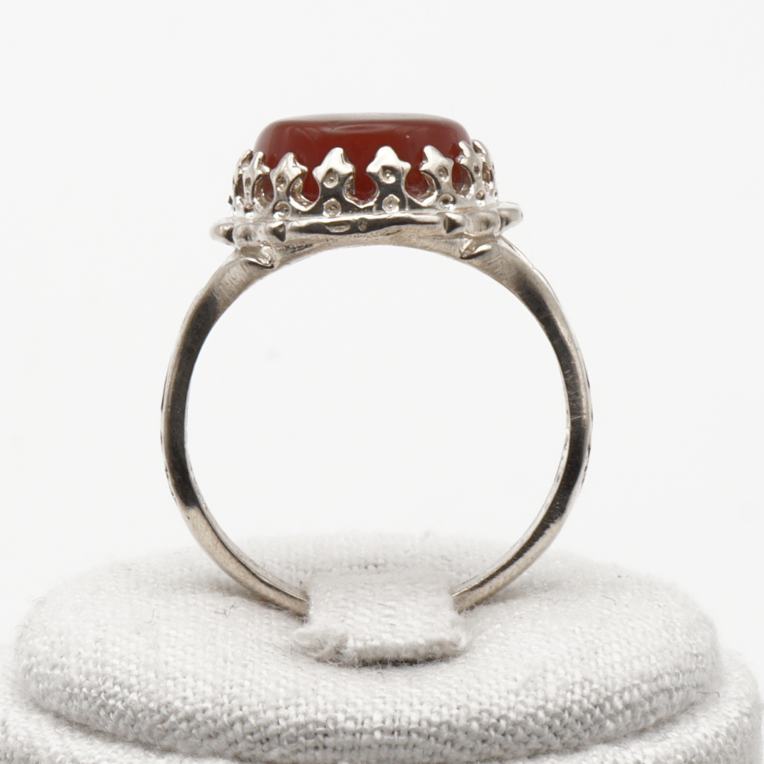 925 Silber Herrenring mit echtem Jemen Achat - Aqeeq Yamani