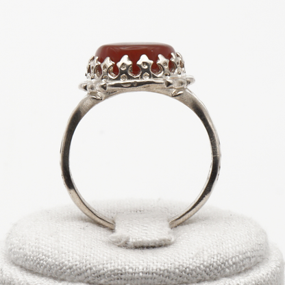 925 Silber Herrenring mit echtem Jemen Achat - Aqeeq Yamani