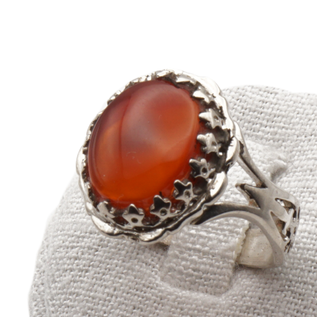 925 Silber Herrenring mit echtem Jemen Achat - Aqeeq Yamani