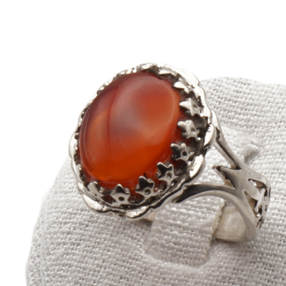 925 Silber Herrenring mit echtem Jemen Achat - Aqeeq Yamani