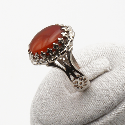 925 Silber Herrenring mit echtem Jemen Achat - Aqeeq Yamani