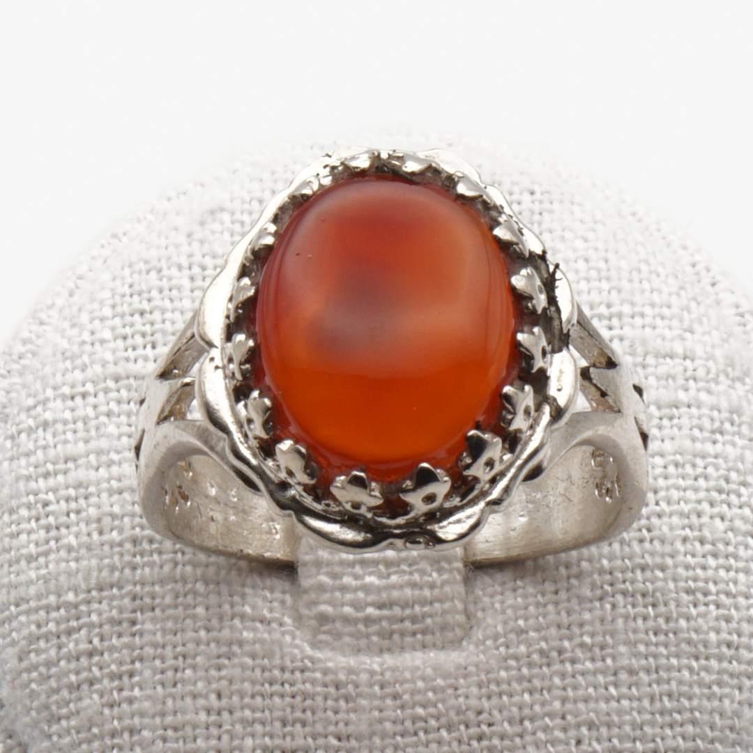 925 Silber Herrenring mit echtem Jemen Achat - Aqeeq Yamani