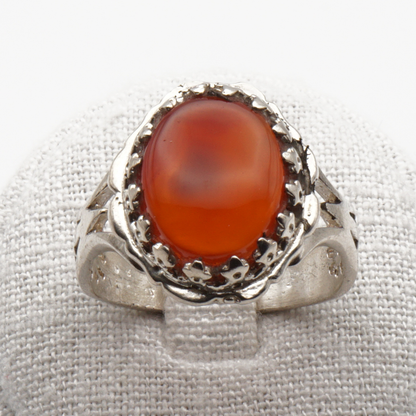 925 Silber Herrenring mit echtem Jemen Achat - Aqeeq Yamani