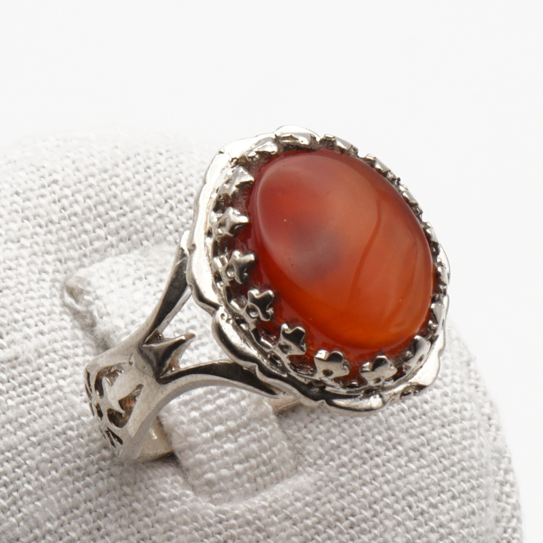 925 Silber Herrenring mit echtem Jemen Achat - Aqeeq Yamani