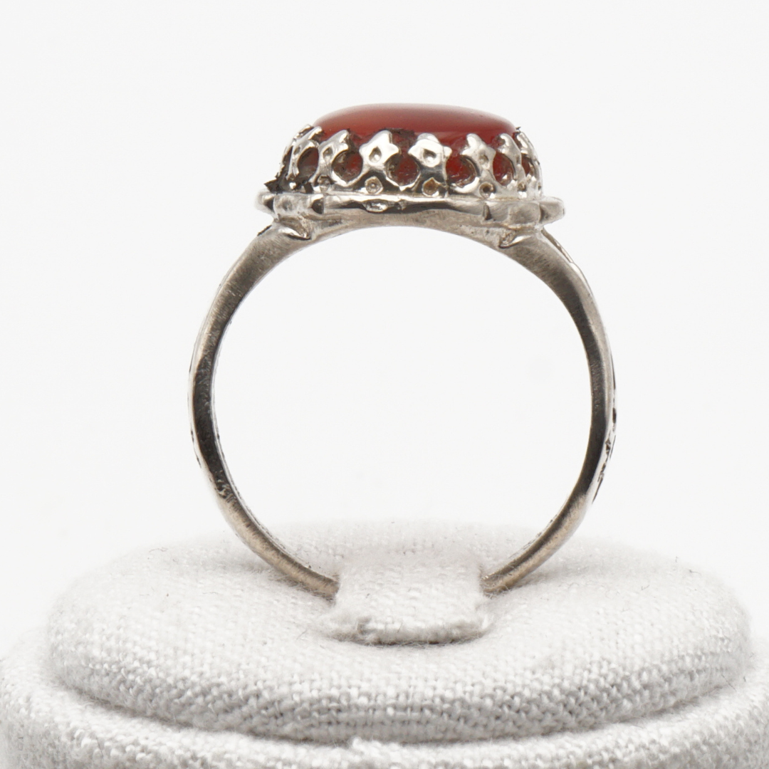 925 Silber Herrenring mit echtem Jemen Achat - Aqeeq Yamani