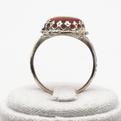 925 Silber Herrenring mit echtem Jemen Achat - Aqeeq Yamani