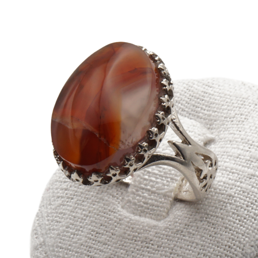 925 Silber Herrenring mit echtem Jemen Achat - Aqeeq Yamani