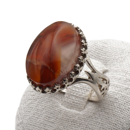 925 Silber Herrenring mit echtem Jemen Achat - Aqeeq Yamani