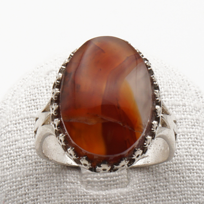 925 Silber Herrenring mit echtem Jemen Achat - Aqeeq Yamani