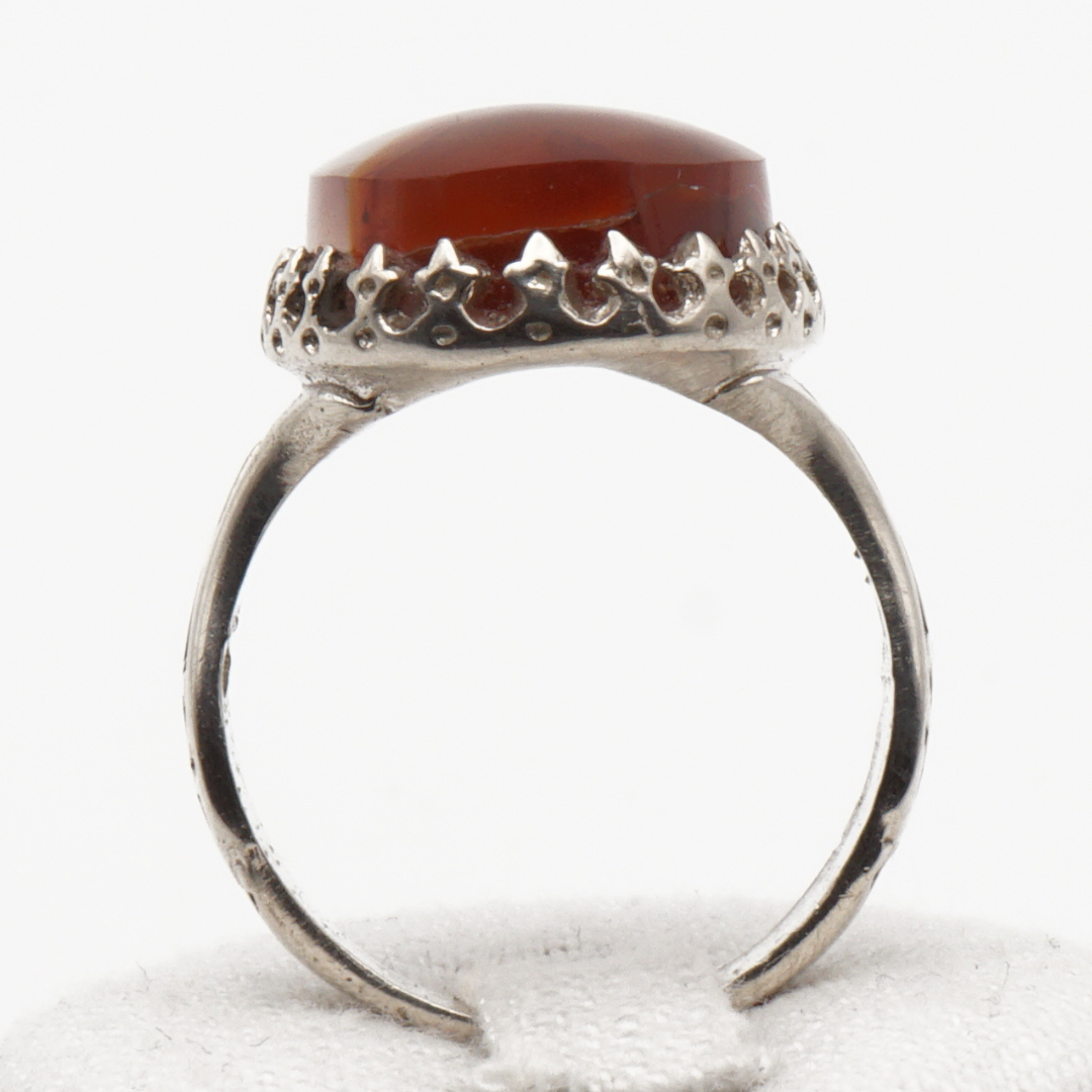 925 Silber Herrenring mit echtem Jemen Achat - Aqeeq Yamani