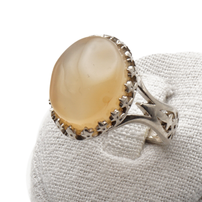 925 Silber Herrenring mit echtem Jemen Achat - Aqeeq Yamani