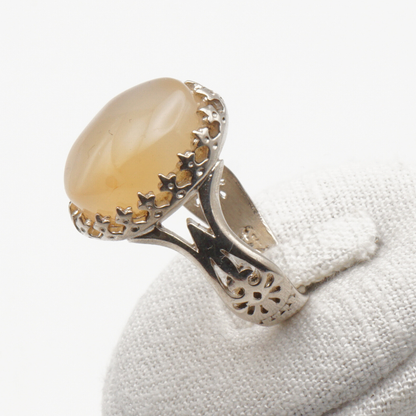 925 Silber Herrenring mit echtem Jemen Achat - Aqeeq Yamani