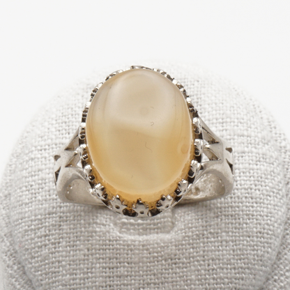 925 Silber Herrenring mit echtem Jemen Achat - Aqeeq Yamani